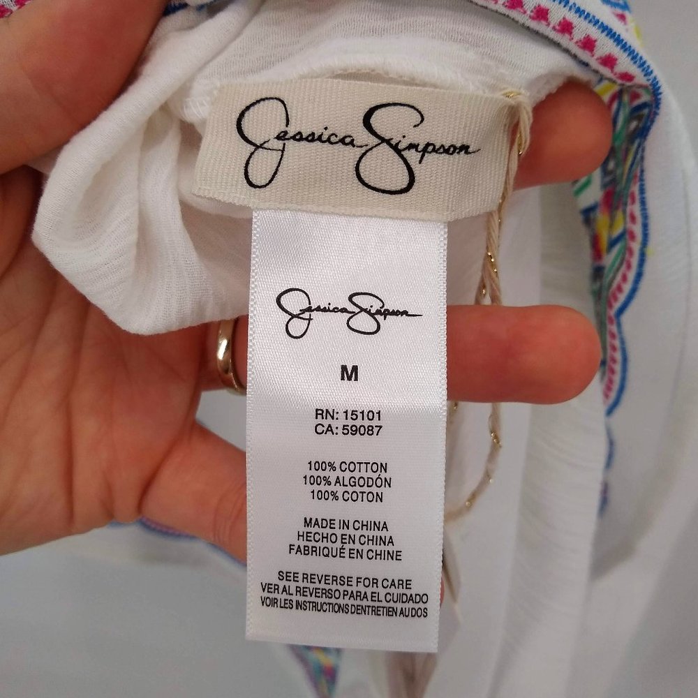 JESSICA SIMPSON nwt Embroidered Boho Tank Tunic M - Picture 8 of 11